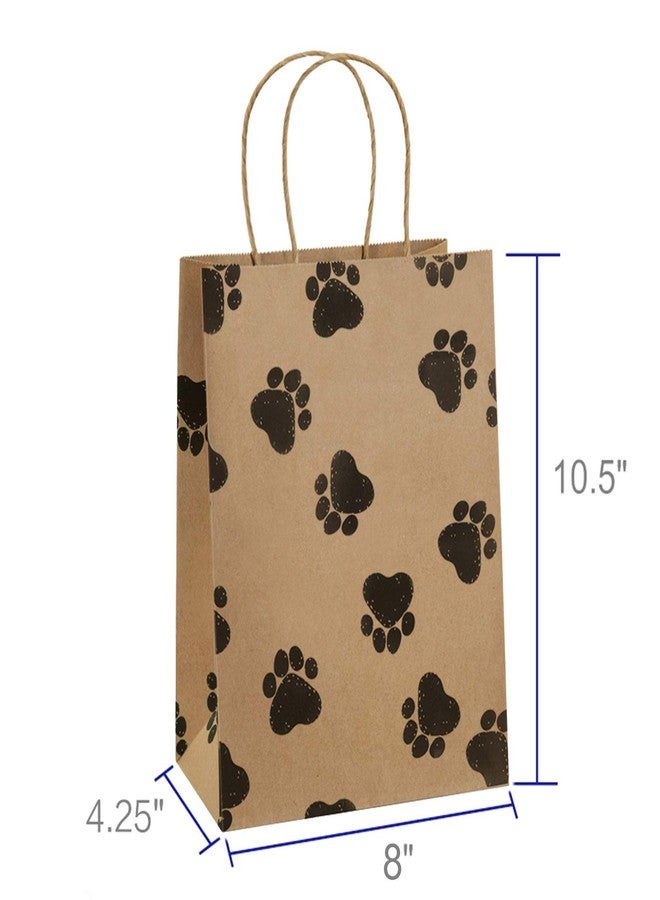 BagDream Brown Gift Bags 8x4.25x10.5 25Pcs Kraft Paper Gift Bags with Handles, Paw Prints Paper Sacks for Animal Party Favor, Retail, Grocery, Dog's Puppy's Paw - Image 2